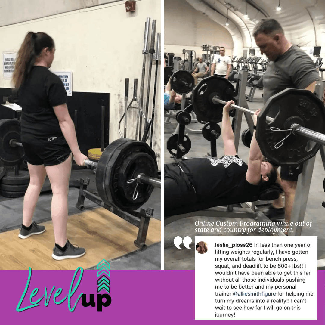 female deadlifting and bench pressing a lot of weight showing how her strength has increased since joining the fitness life