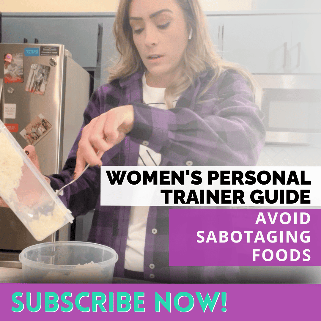 Female dishing up food talking about the trainers guide to avoid sabotaging foods
