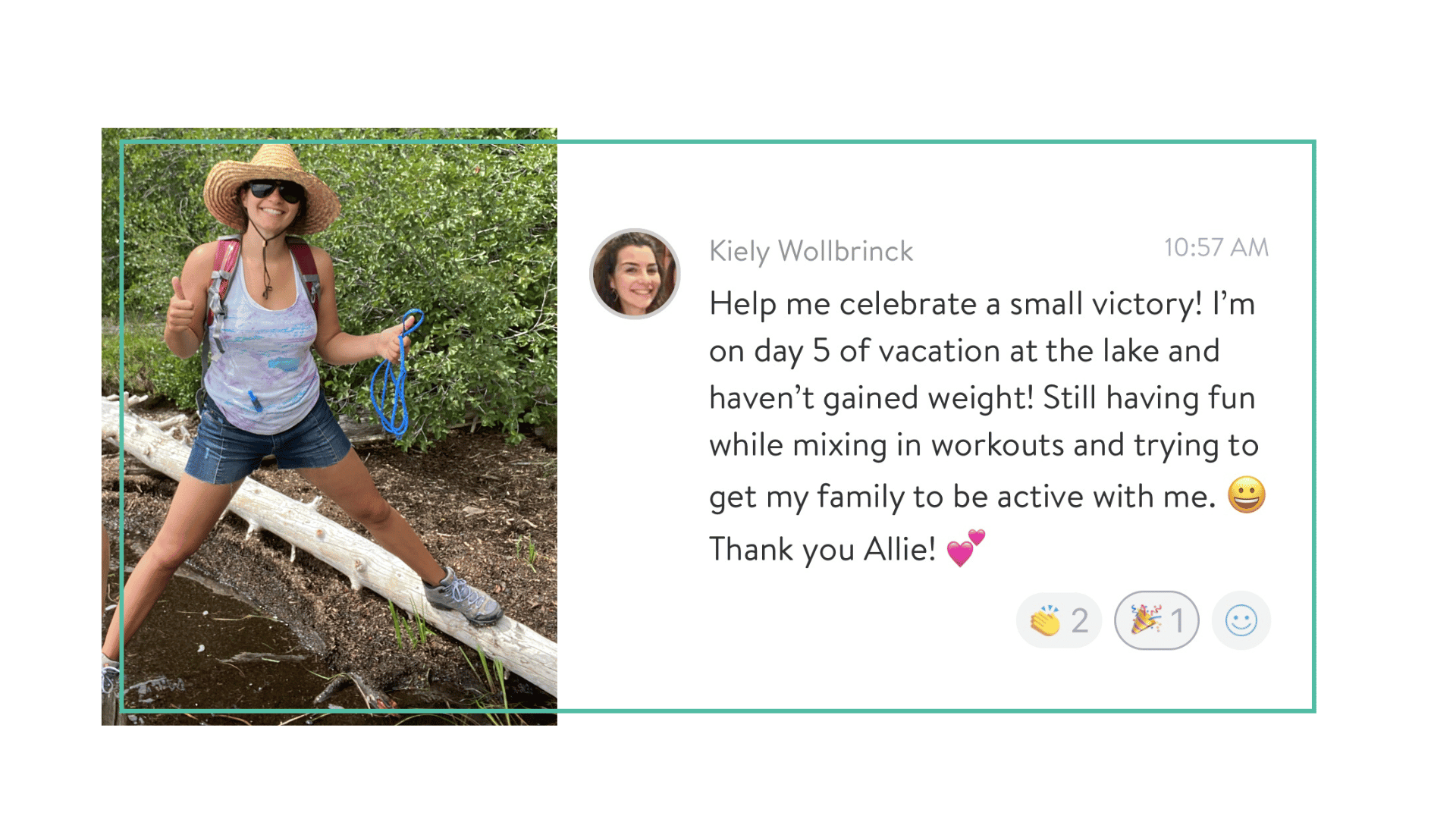 The Fitness life client showing non scale victory of sticking to her goals while traveling