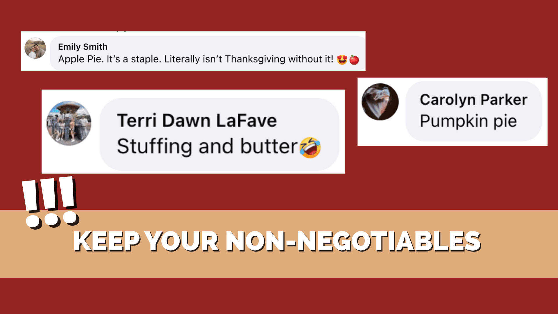 The Fitness Life clients saying what they love about thanksgiving food
